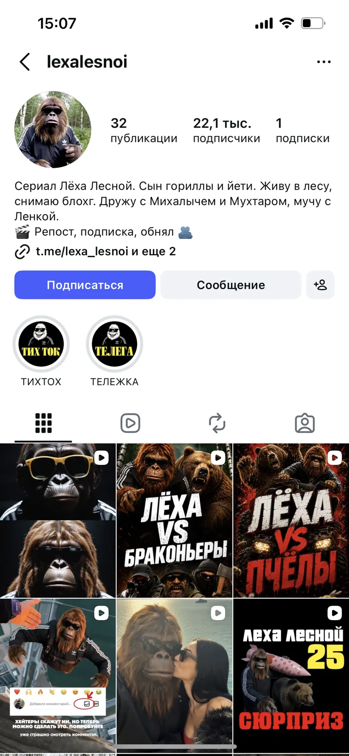 ИИ-сериал с героем, 22 тысячи подписчиков